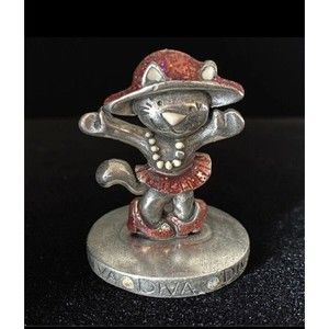 AJMC  Metal Photo Card Holder Diva Kitty Cat Red Hat Heels Skirt Rhinestones